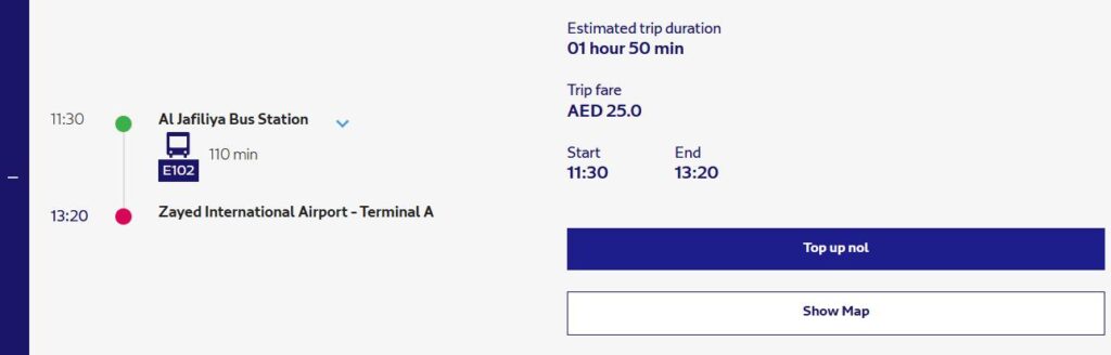 Fastest And Cheapest Route Available For Al Jafiliya Bus Stn Zayed Intl Airport Terminal A