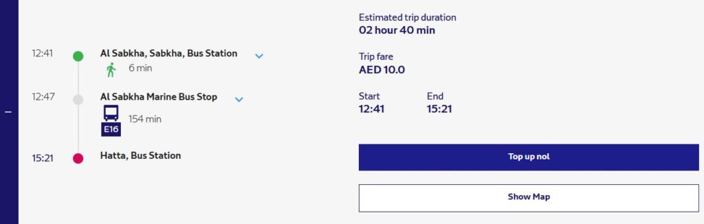 Fastest And Cheapest Route Available For Al Sabkha Bus Stn Hatta Bus Stn