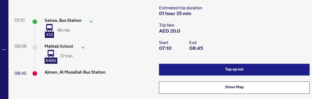 Fastest And Cheapest Route Available For Al Satwa To Ajman