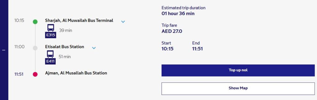 Fastest And Cheapest Route Available For Mowaileh To Ajman