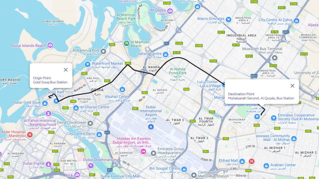 Rta Bus 13b Gold Souq Bus Stn Al Qusais Bus Stn Route Map