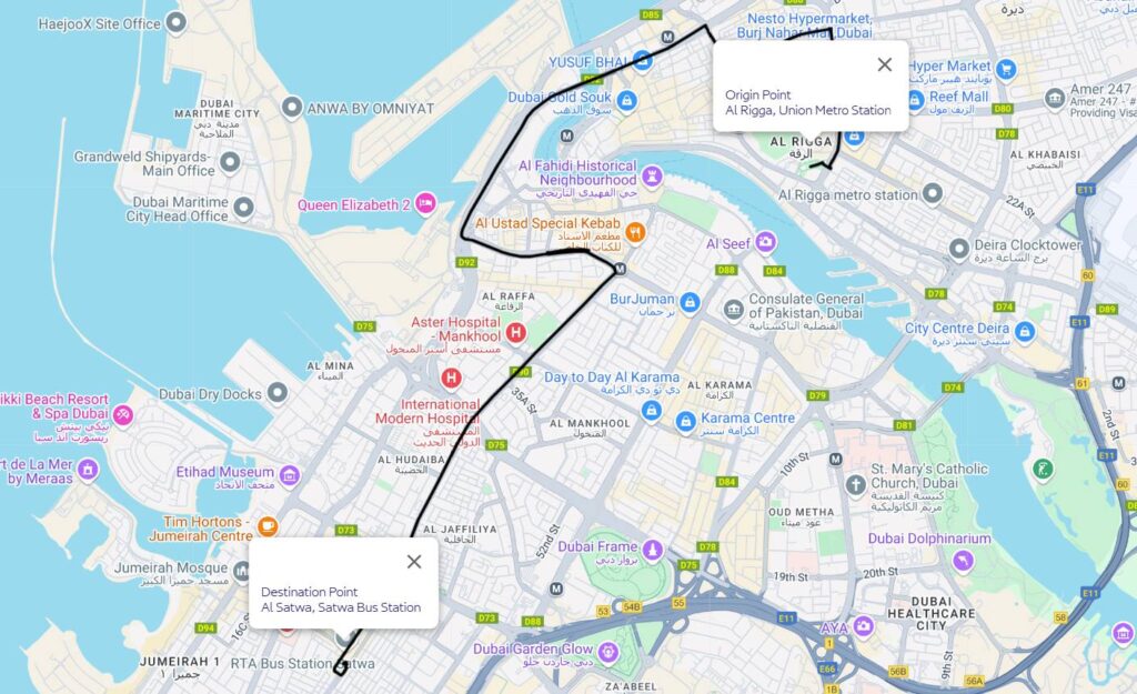 Rta Bus X02 Union Ms Al Satwa Route Map