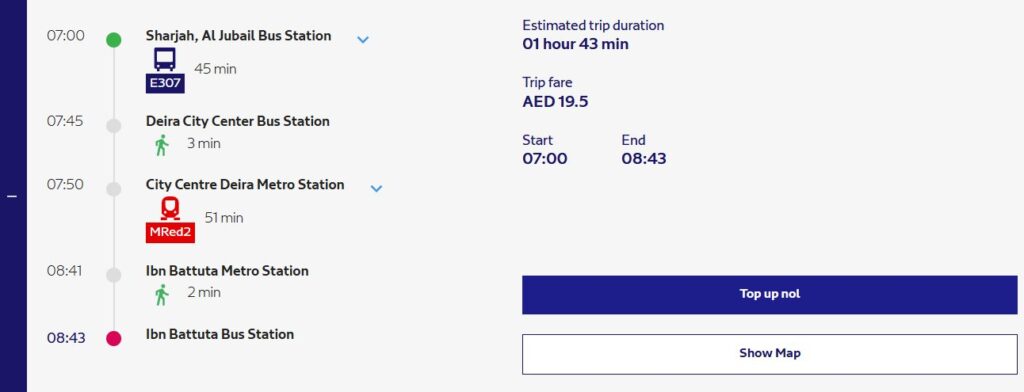 Cheapest Route Available For Sharjah To Ibn Battuta